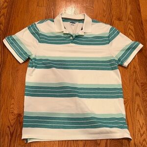 Men's Old Navy Striped Polo Shirt - Teal and White